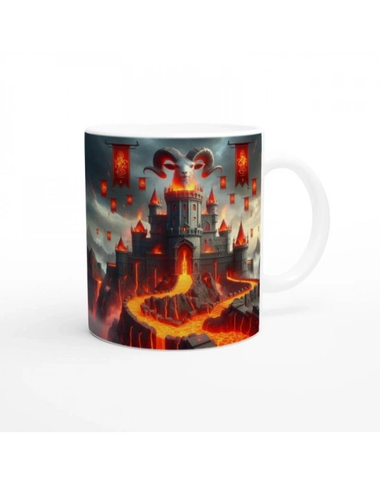 Koç Burcu Baskılı Kahve Kupası - Burçlar Krallığı Şatosu Vs2