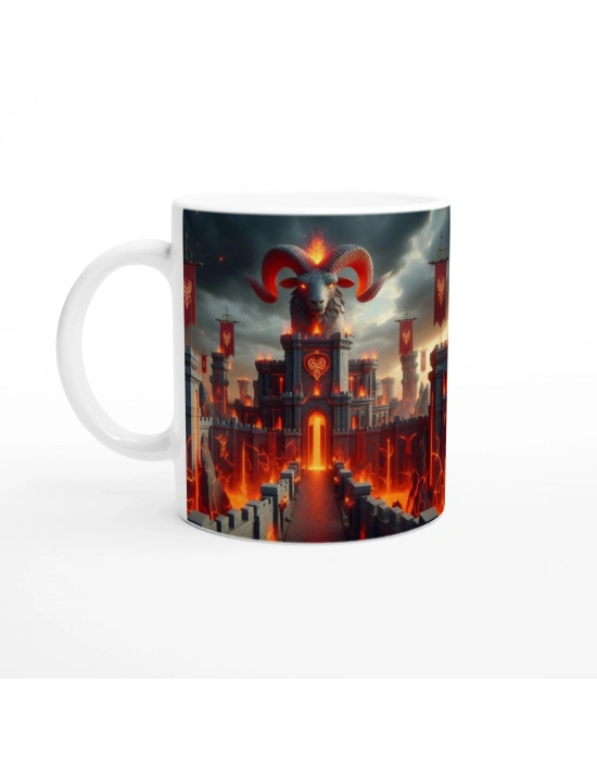 Koç Burcu Baskılı Kahve Kupası - Burçlar Krallığı Şatosu Vs4