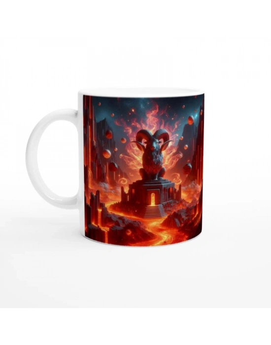 Koç Burcu Baskılı Kahve Kupası - Elementsel Doğa Krallığı Temalı Vs1