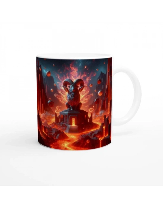 Koç Burcu Baskılı Kahve Kupası - Elementsel Doğa Krallığı Temalı Vs1