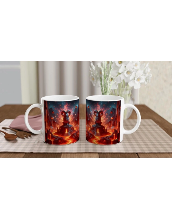 Koç Burcu Baskılı Kahve Kupası - Elementsel Doğa Krallığı Temalı Vs1