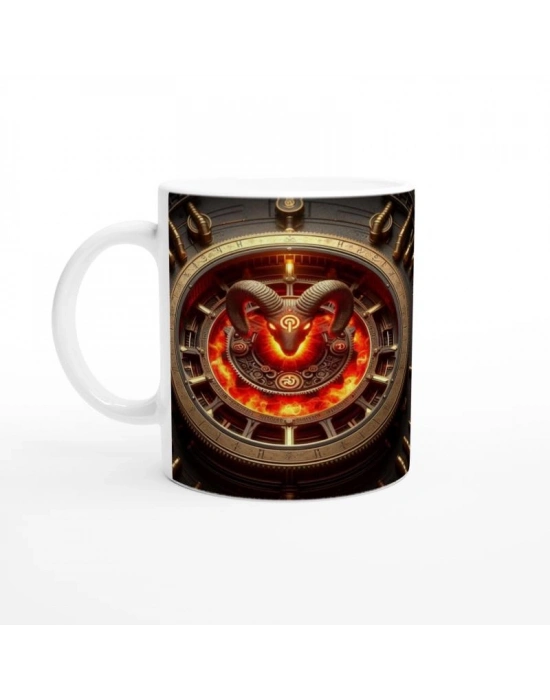 Koç Burcu Baskılı Kahve Kupası - Zamanın Çarkları Astroloji Mekanizması Vs3
