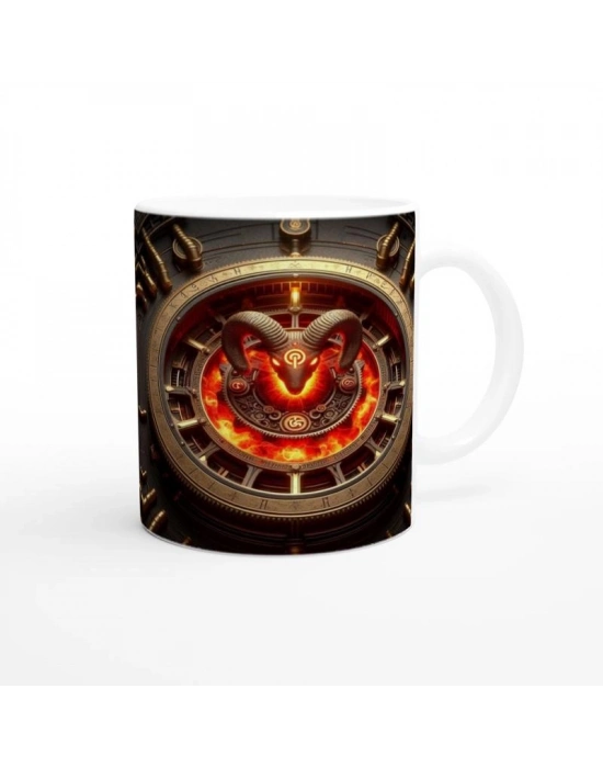 Koç Burcu Baskılı Kahve Kupası - Zamanın Çarkları Astroloji Mekanizması Vs3