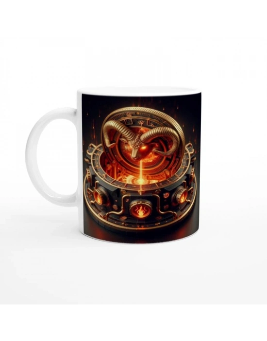 Koç Burcu Baskılı Kahve Kupası - Zamanın Çarkları Astroloji Mekanizması Vs4