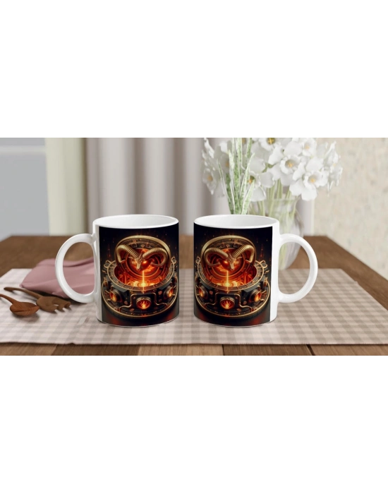 Koç Burcu Baskılı Kahve Kupası - Zamanın Çarkları Astroloji Mekanizması Vs4