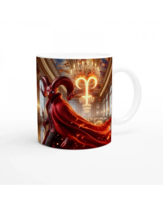 Koç Burcu Baskılı Kahve Kupası - Zodyak Maskeli Balo Vs2