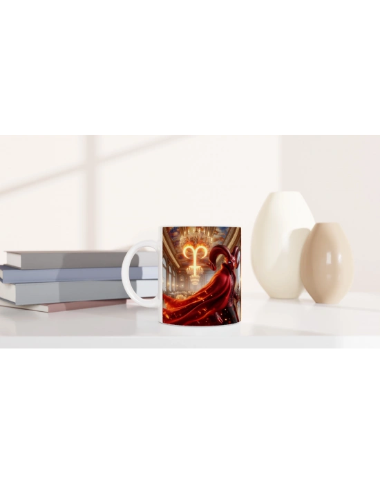 Koç Burcu Baskılı Kahve Kupası - Zodyak Maskeli Balo Vs2