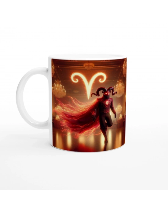 Koç Burcu Baskılı Kahve Kupası - Zodyak Maskeli Balo Vs3