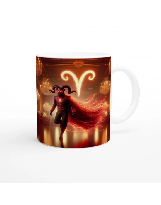 Koç Burcu Baskılı Kahve Kupası - Zodyak Maskeli Balo Vs3