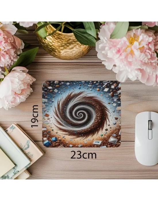 Kod Formuna Dönüşen Kahve Parçacıklı Mousepad - 19x23 cm 2 mm Dikdörtgen İthal Baskılı Mouse Pad