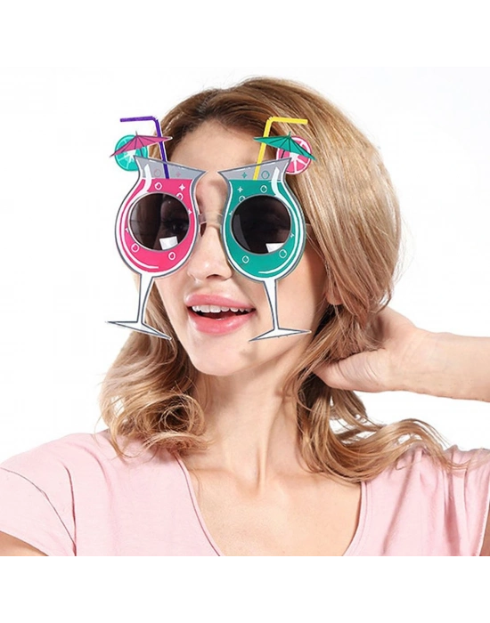 Kokteyl Temalı Hawaii Yaz Partisi Gözlüğü 15x16 Cm