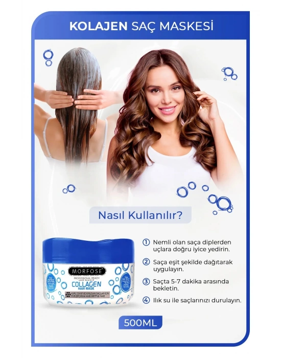 Kolajen Saç Maskesi 500 ML - Zayıf ve Kırılgan Saçlar İçin - mrfs