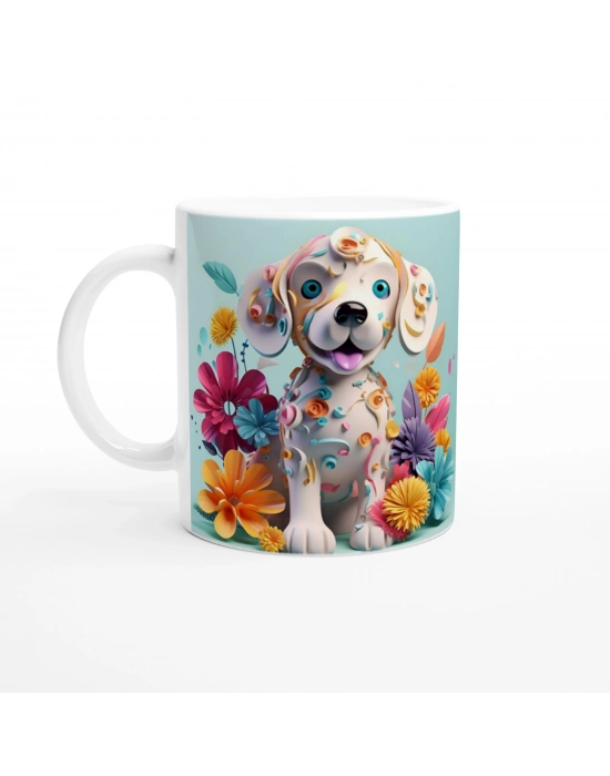 Konfeti Desenli Neşeli Köpek Baskılı Renkli Kupa Bardak