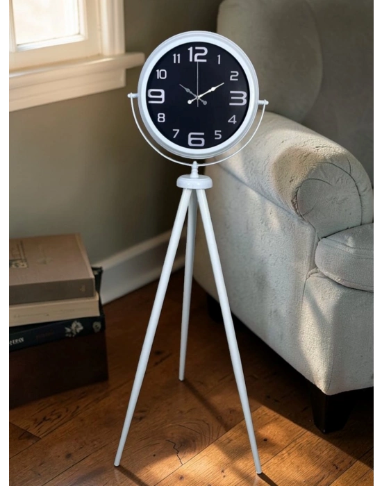 Kontrast Tasarım Beyaz Tripod Ayaklı Saat