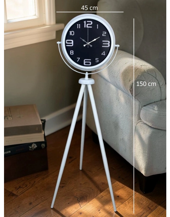 Kontrast Tasarım Beyaz Tripod Ayaklı Saat
