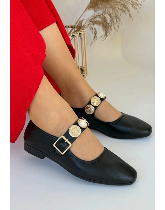 Koope Siyah Cilt Babet Ayakkabı