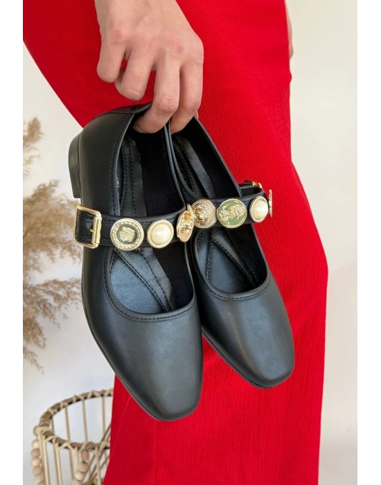 Koope Siyah Cilt Babet Ayakkabı