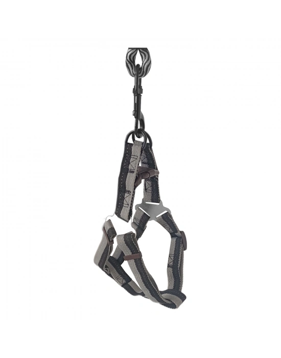 Köpek Göğüs Tasma Seti Dalga Desenli 2.5 cm*50-72 cm Siyah-Beyaz