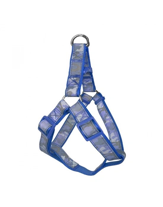 Köpek Göğüs Tasma Seti Reflektörlü Kamuflaj Desenli 120 cm-40 cm-56 cm Mavi