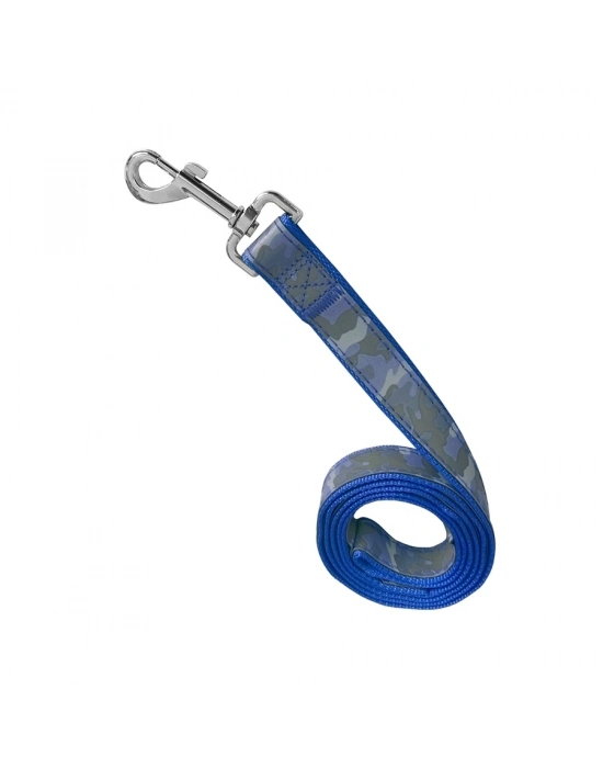 Köpek Göğüs Tasma Seti Reflektörlü Kamuflaj Desenli 120 cm-40 cm-56 cm Mavi