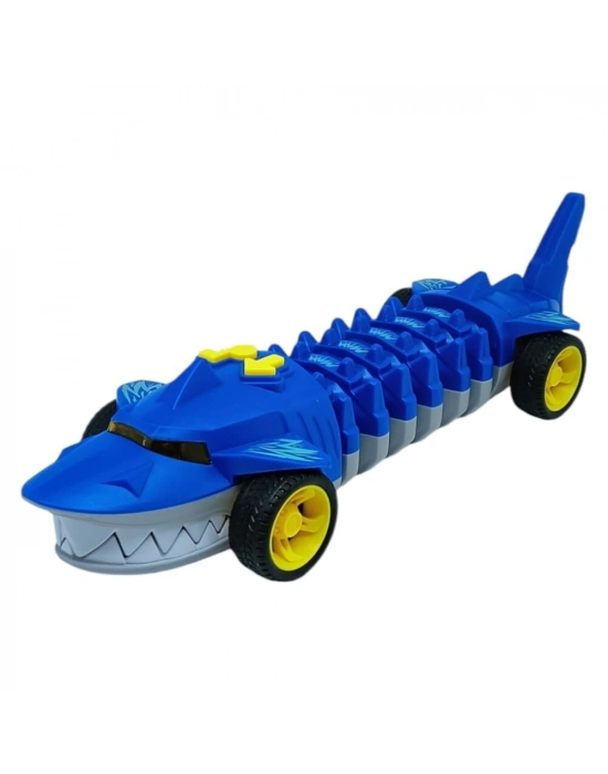 Köpekbalığı Araba - Otomatik Hareketli Sesli Işıklı 32 cm - Mavi Köpekbalığı