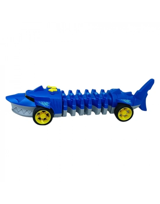 Köpekbalığı Araba - Otomatik Hareketli Sesli Işıklı 32 cm - Mavi Köpekbalığı
