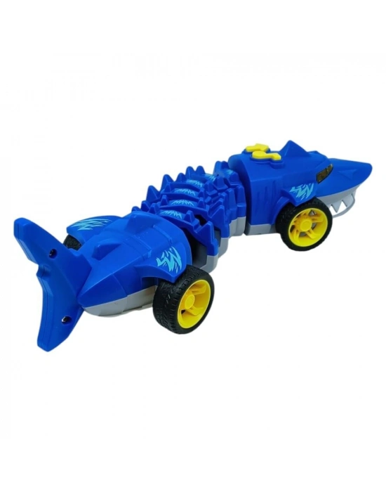 Köpekbalığı Araba - Otomatik Hareketli Sesli Işıklı 32 cm - Mavi Köpekbalığı