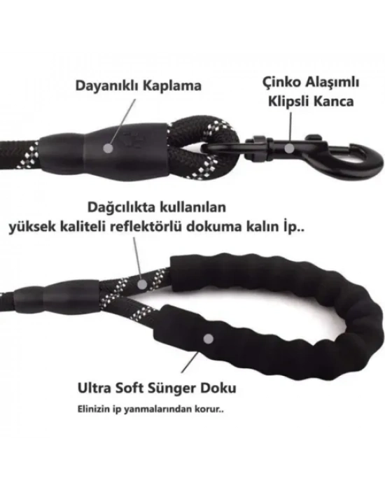 Köpekler İçin Reflektörlü Halat Gezdirme Tasması