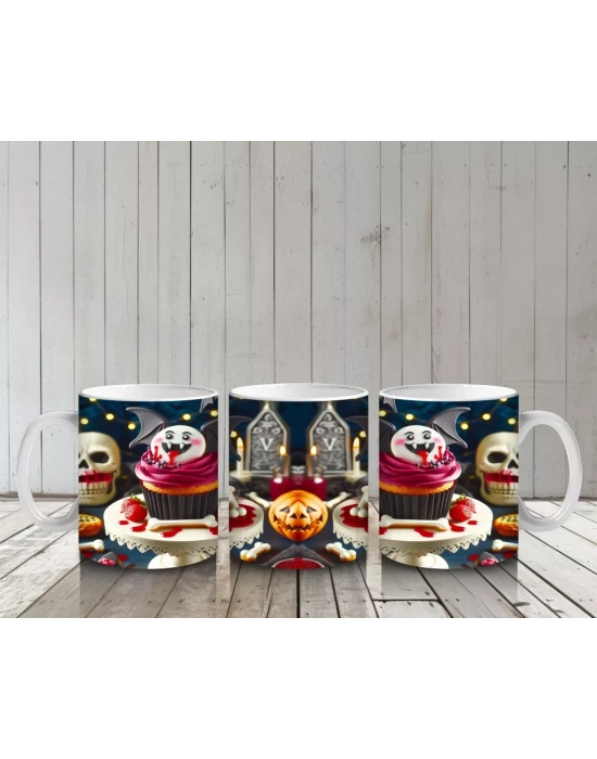 Korkunç Palyaço ve Şekerlemelerle Renkli Cadılar Bayramı Baskılı Kupa Bardak