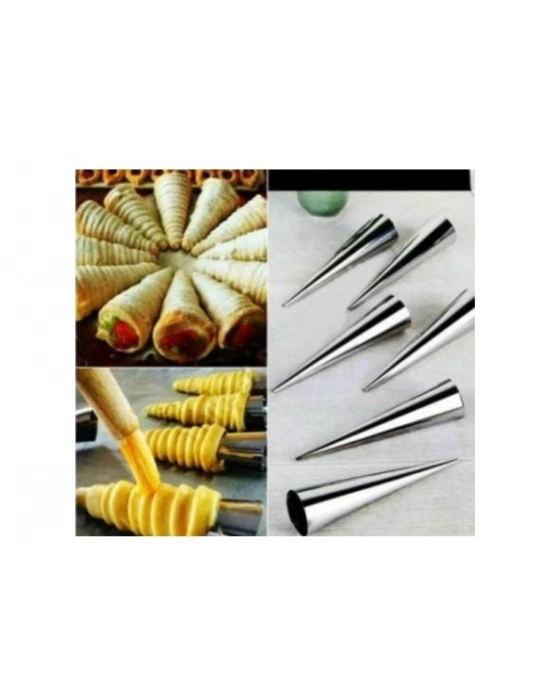 Kornet Kurabiye Şekil Verici - Paslanmaz  Korneo Kalıbı 6 Lı