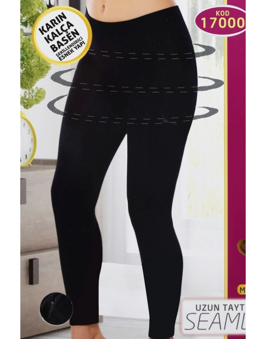 Korseli Dikişsiz İz Yapmaz Bayan Uzun Tayt 17000 Siyah