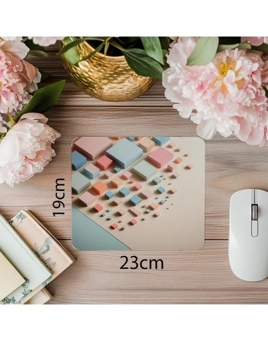 Köşegen Yerleşimli Kare Temalı Mouse Pad - 19x23 cm 2 mm Dikdörtgen İthal Baskılı Mouse Pad