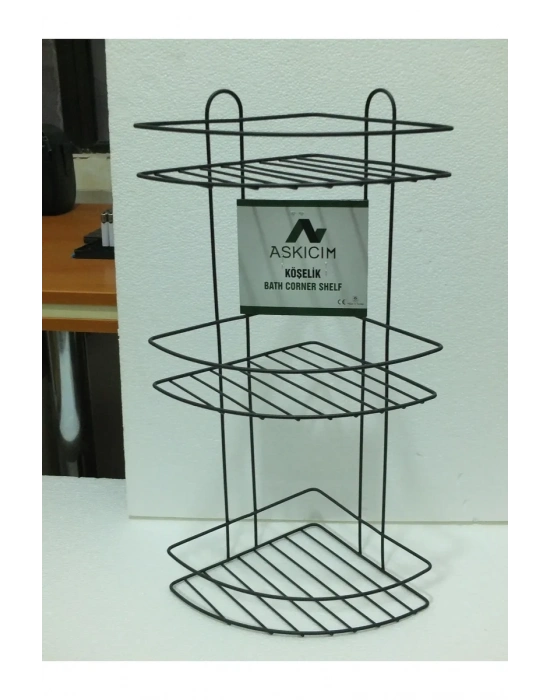 Köşelik Banyo 3 Raflı Siyah Metal Royaleks-56574