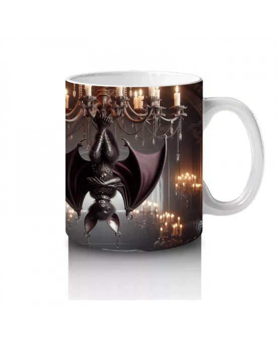 Kostümlü Hayvanlar ve Balkabaklarıyla Sevimli Cadılar Bayramı Baskılı Kupa