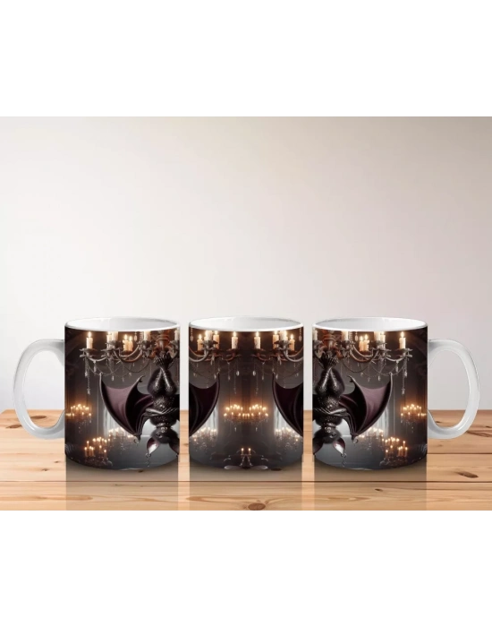 Kostümlü Hayvanlar ve Balkabaklarıyla Sevimli Cadılar Bayramı Baskılı Kupa