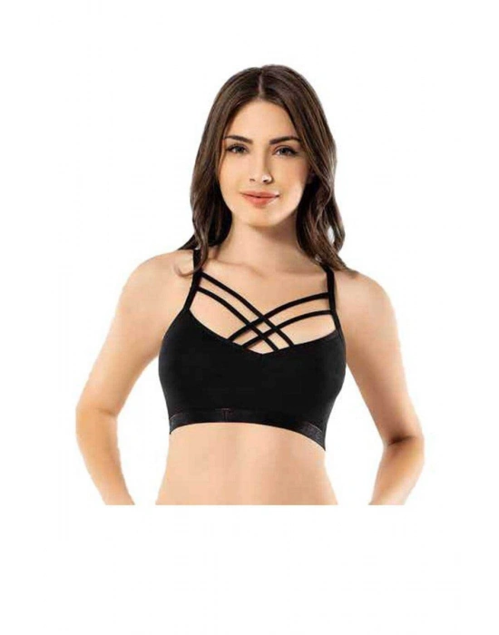 Kota 2 Adet Siyah Tül Modelli Çapraz İpli Büstiyer