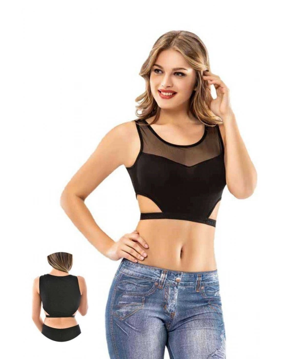 Kota 6 Adet Siyah Tül Modelli Dantelli Büstiyer