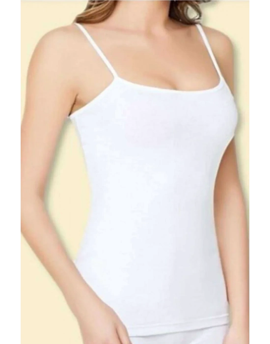 Kota Bayan İp Askılı Beyaz Battal Atlet 6091