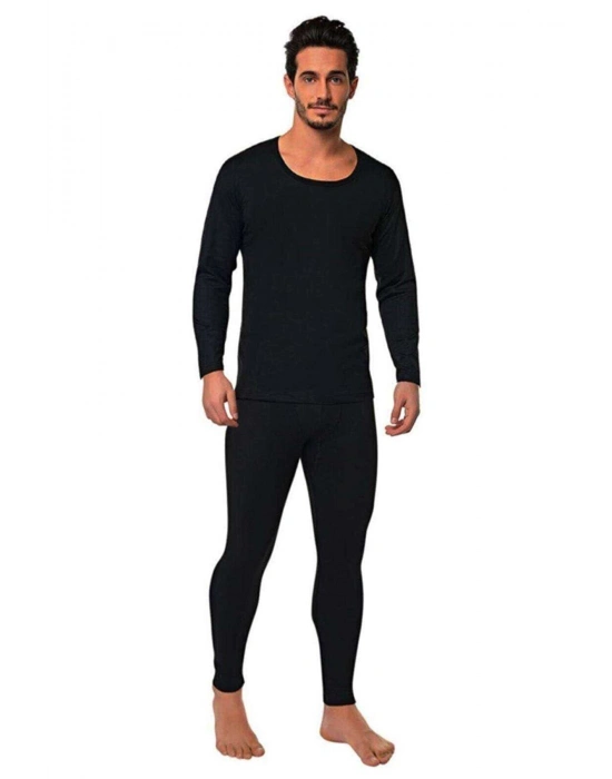 Kota Erkek Kışlık Termal Sıcak Tutan Tayt ve Fanila Takım 2li Set Siyah