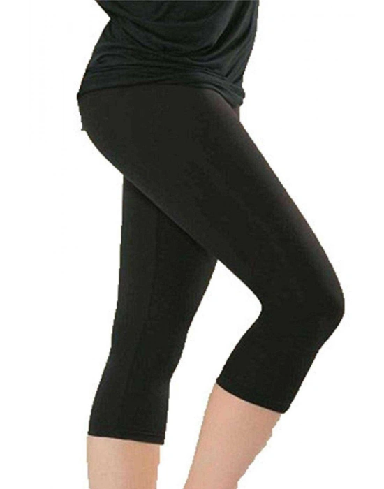 Kota Kadın Kapri Sporcu Likralı Düz Tayt Siyah 4005