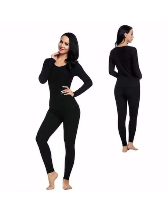Kota Kadın Kışlık Termal Sıcak Tutan Tayt ve Fanila Takım 2li Set Siyah