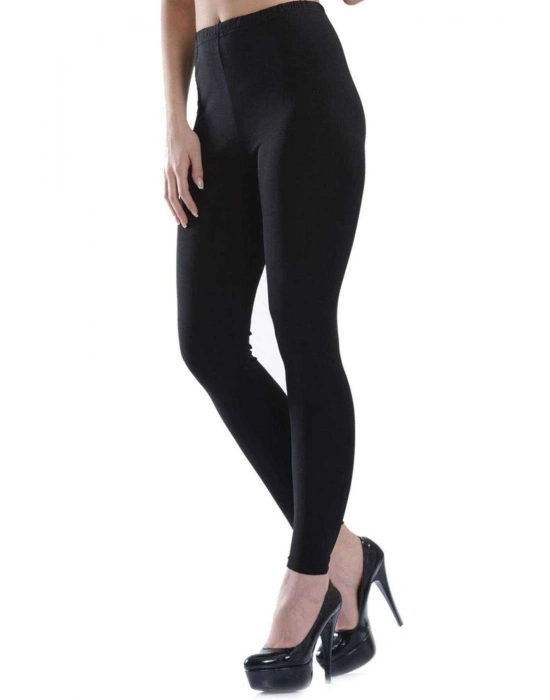 Kota Kadın Uzun Paça Katlamalı Likralı Sporcu Düz Tayt Siyah 4000