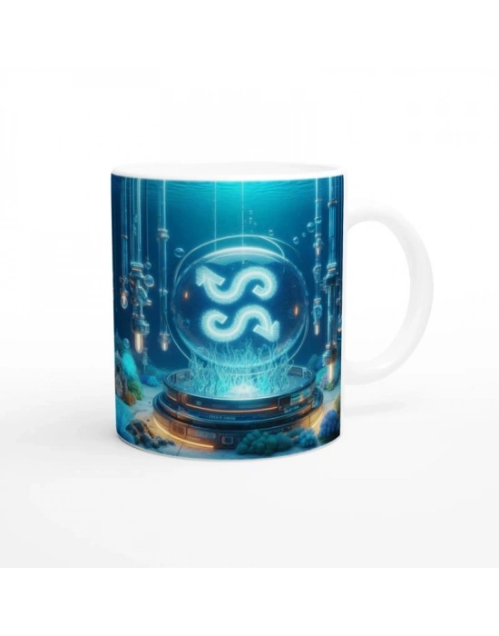 Kova Burcu Baskılı Kahve Kupası - Astral Denizaltı Dünyası Vs1