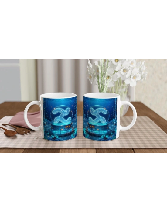 Kova Burcu Baskılı Kahve Kupası - Astral Denizaltı Dünyası Vs2