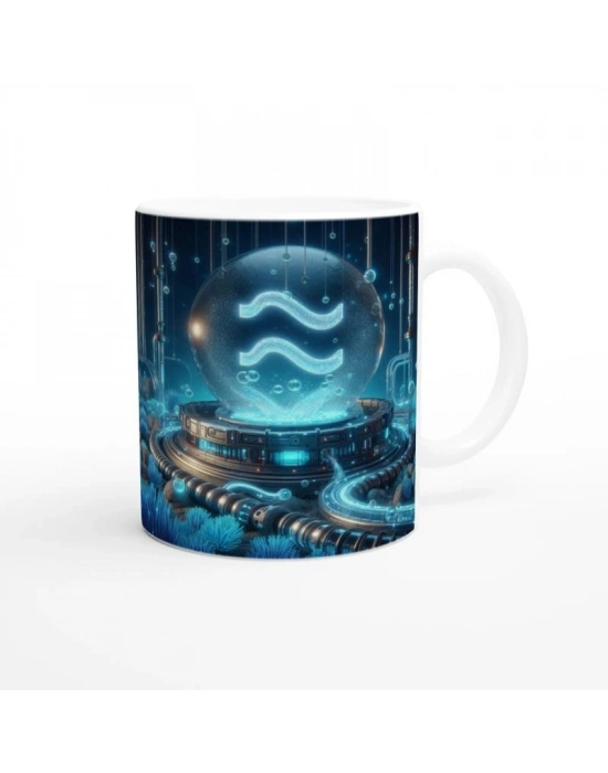 Kova Burcu Baskılı Kahve Kupası - Astral Denizaltı Dünyası Vs3