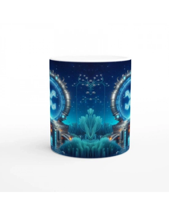 Kova Burcu Baskılı Kahve Kupası - Astral Denizaltı Dünyası Vs4
