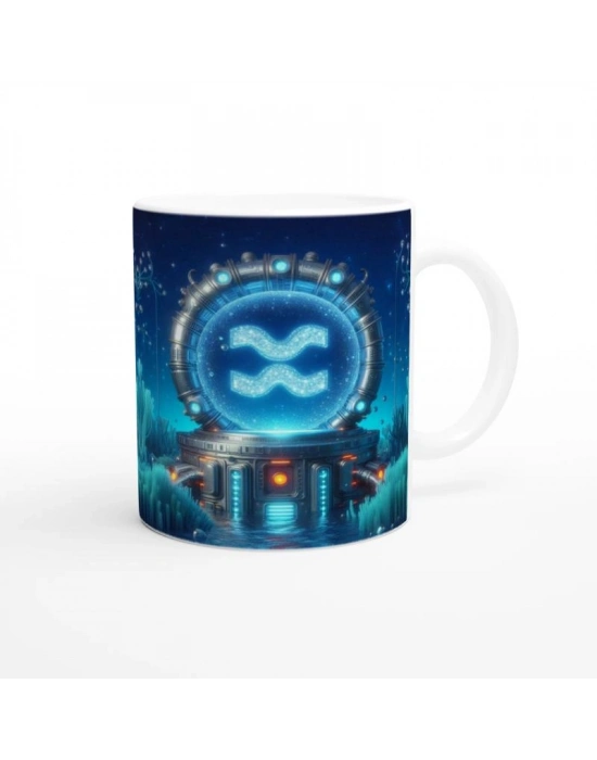 Kova Burcu Baskılı Kahve Kupası - Astral Denizaltı Dünyası Vs4