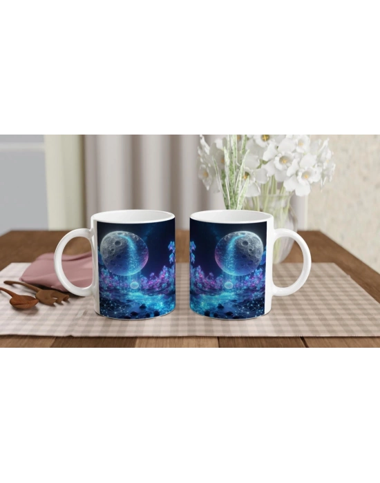 Kova Burcu Baskılı Kahve Kupası - Ay ışığında Zodyak Bahçesi Vs1