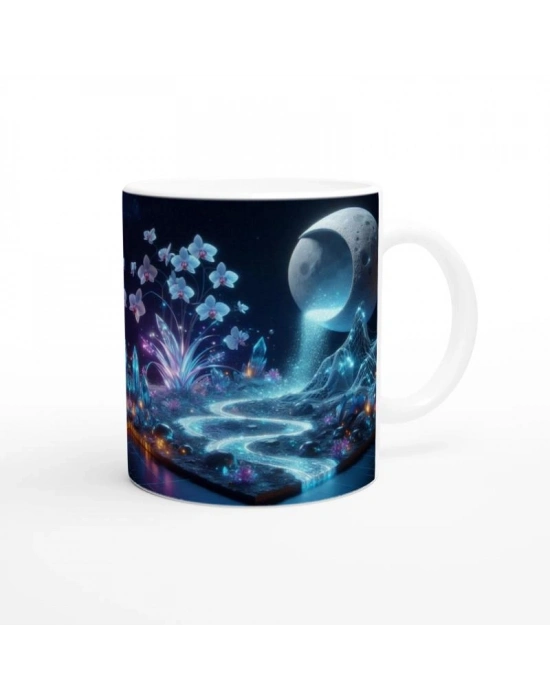 Kova Burcu Baskılı Kahve Kupası - Ay ışığında Zodyak Bahçesi Vs2