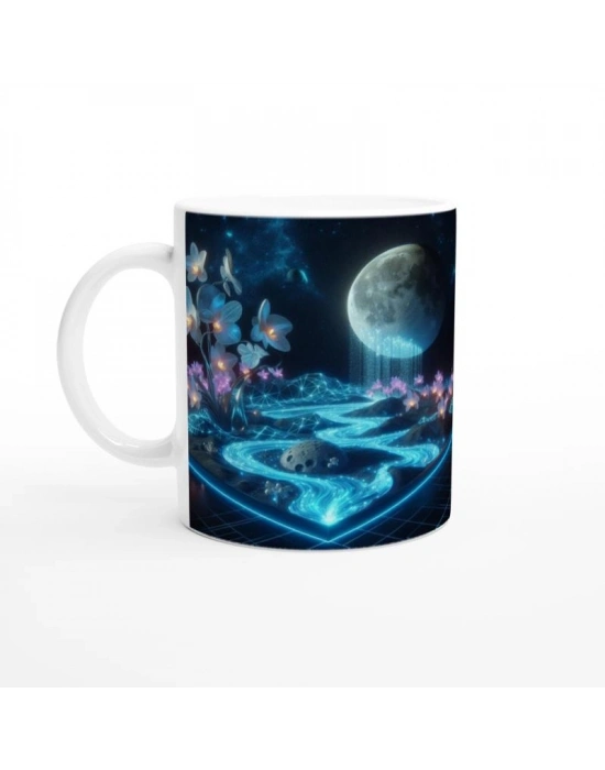 Kova Burcu Baskılı Kahve Kupası - Ay ışığında Zodyak Bahçesi Vs3